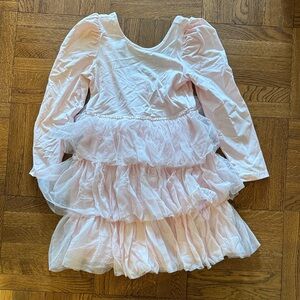 Janie and Jack Girls Ballet Pink Long-Sleeve Tulle Tiered Dress size 6